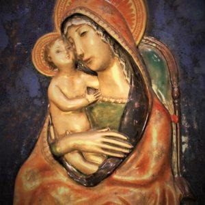 Madonna con Bambino, maiolica a lustro Pietro Melandri