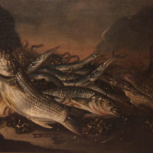 Nicola Maria Recco | “Trionfo di pescato” , olio su tela, firmato.