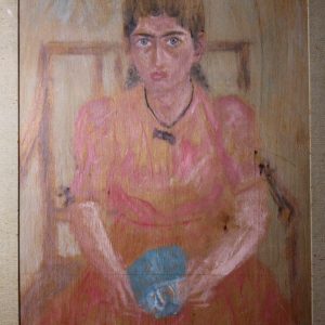 Pio Semeghini “Ritratto di ragazza seduta” olio su tavoletta 1942