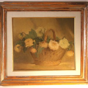 Norma Mascellani | “Fiori in cesta” dipinto olio su cartone datato1950