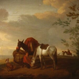 Abraham VAN CALRAET (1642-1722) amb. |  La sosta – olio su rame