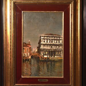 Emanuele Brugnoli (Bologna 1859 – Venezia 1944) Venezia Cà Pesaro sul Canal Grande, dipinto a olio